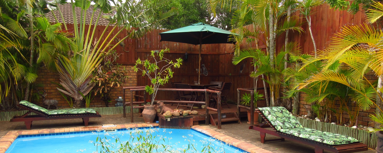 Pool area at Bhangazi Lodge, St Lucia Kzn, South Africa