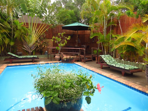 Pool area at Bhangazi Lodge, St Lucia Kzn, South Africa